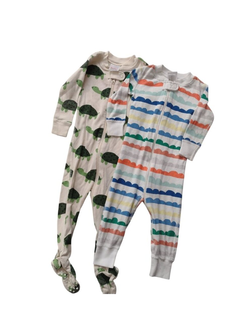 Lot of 2 Hanna Andersson Boys Pajamas 12-18M Turtle Cloud Print Cotton Pjs